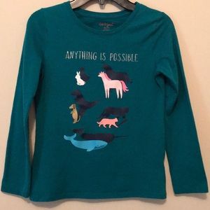 Cat & Jack Girls M(7/8) Long Sleeve Animal Top